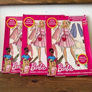 Lot of 3 Barbie Fashion Designer Activity Set Paper Doll Dress Up 2024 Mattel